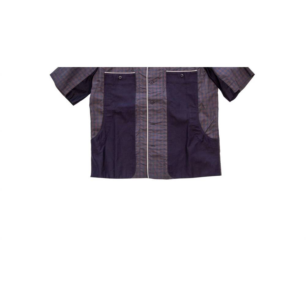 NEW NICHOLAS DALEY men's bowling shirt in brown/navy